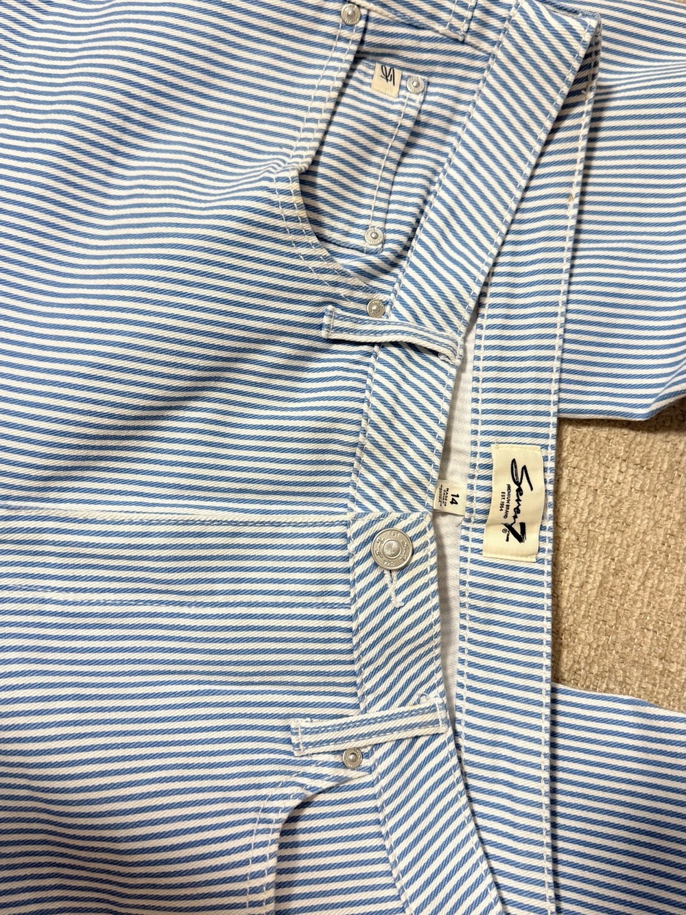 Seven7 Light Blue & White Striped Shirt - Premium Brand Tag